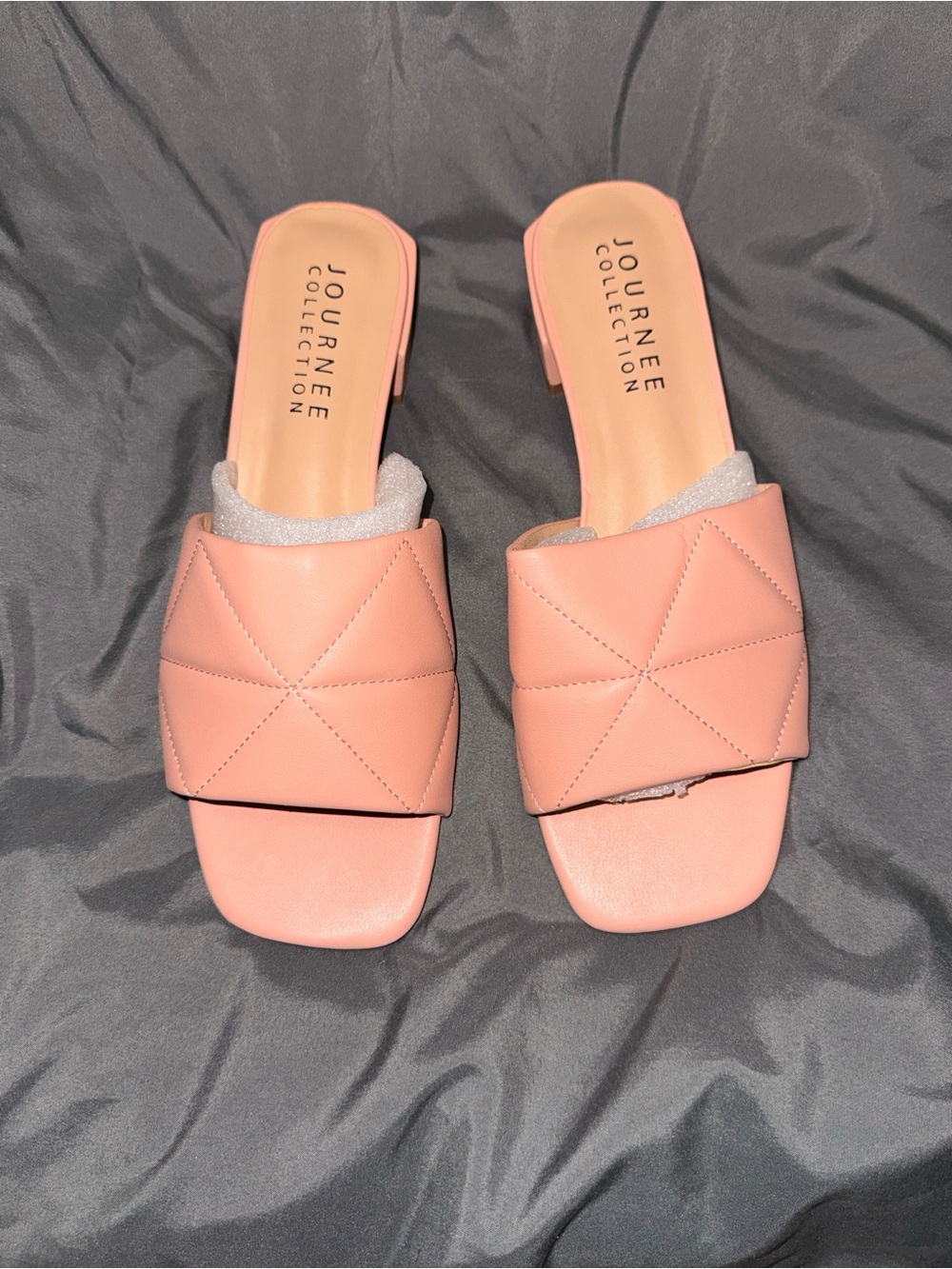 Journee Collection Blush Quilted Slide Mules